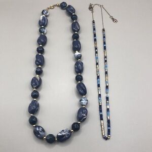 Curated bundle semi chunky bead vintage + modern Loft chain necklace lot 2